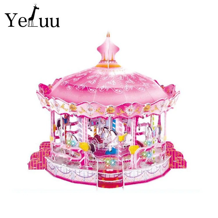 

Merry-go-round Building Blocks Children 3D Electric Inserted Building Blocks Jigsaw Puzzle Assembled Assembly Paper Educational