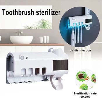 

2 in 1 Antibacteria Ultraviolet Toothbrush Holder Sterilizer Automatic Toothpaste Squeezer Dispenser