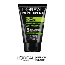 L'Oreal Paris Очищающий Гель для умывания Men Expert 5 действий против проблем кожи с черным углем, 100 мл