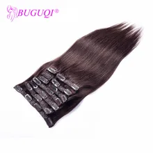BUGUQI волосы на заколках для наращивания человеческих волос индийские#2 Remy 16 до 26 дюймов 100 г волосы на заколках для наращивания