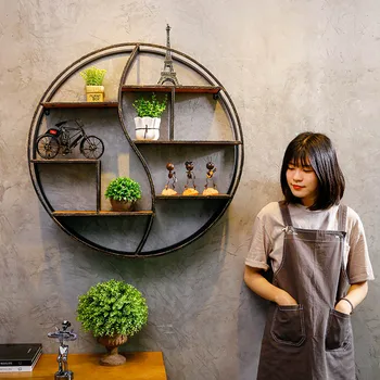 

Wall Hanging Overhead Rack Iron Shelf Retro Industrial Glove Box Living Room Decorative Shelf Frame Cafe Wall Art Decorations