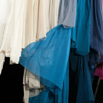 

Lace224 21 Solid Color 100% silk Elastic Perspective Lace Mesh Fabric For Wedding Dress Soft Fashion Evening Dress Fabrics