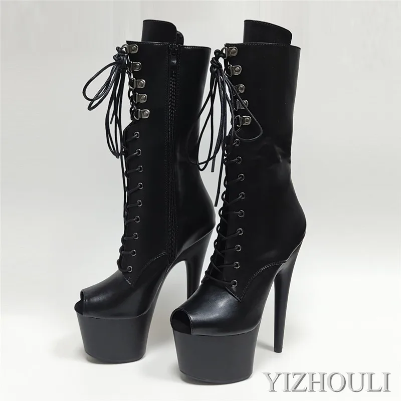 

15cm high heels, stage performance boots, spring and autumn new low tube model catwalk sexy ankle boots