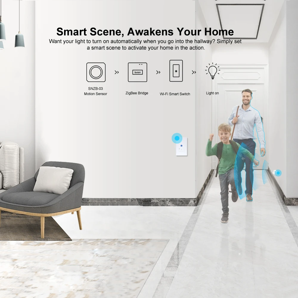 Itead SONOFF SNZB-03 ZigBee Motion Sensor Alert Notification Via e-WeLink App Work with ZigBee Bridge Smart Home Security smart motion sensor