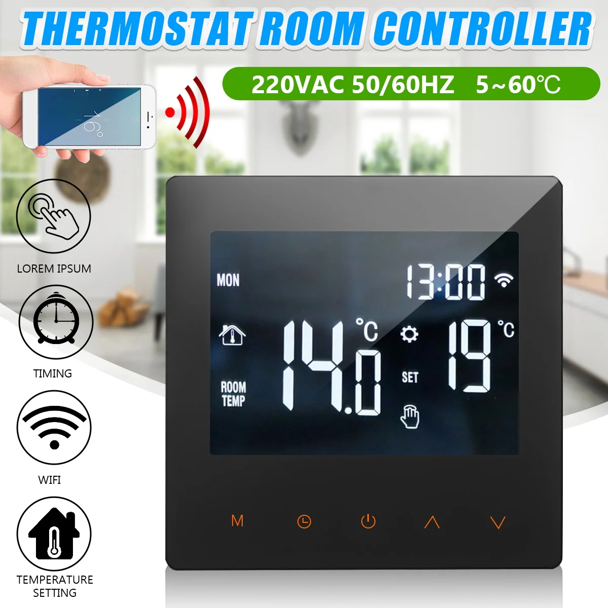 Becornce 220V 50/60HZ Smart Digital Wi-Fi Температура контроллер теплого пола воды Сенсорный экран термостат комнатный контроллер