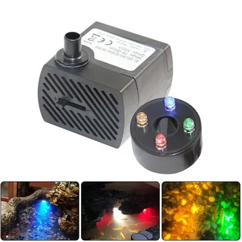 

Submersible Pump Quiet Water Pump Fountain Pump with Power Cord 4 LED Lights -in Filter for Fish Tank Pond Aquarium