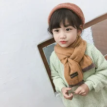 Корейские вязаные шерстяные однотонные мягкие теплые осенне-зимние плотные детские шали для мальчиков и девочек, шарфы, аксессуары-LHC