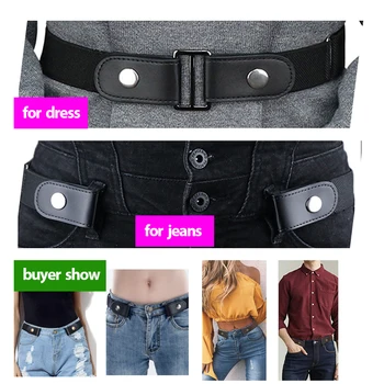 Elastic Invisible Belt Jeans Soft Leather Belt without Buckle Easy Belts For Women Men Stretch Elastic Belt