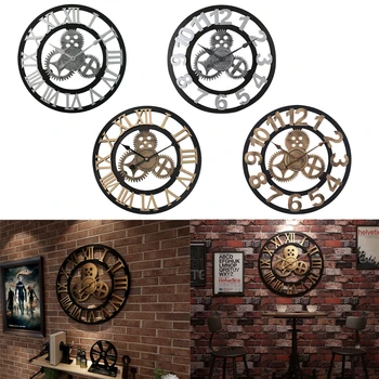 

40/50cm Vintage Silent Wall Clock Arabic Roman Numeral Pendulum Clocks Decor