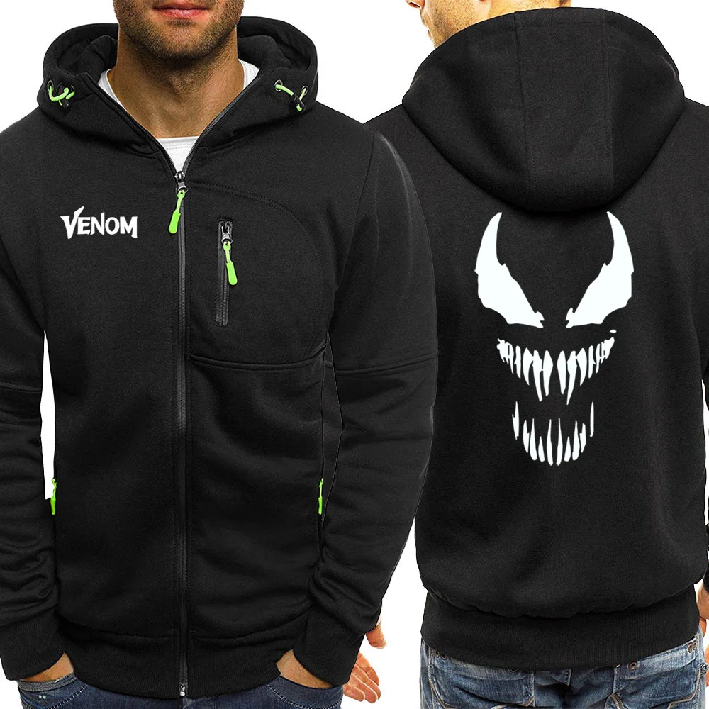 Venom мужские куртки на молнии от бренда Marvel, толстовка с капюшоном, Мужская Осенняя теплая одежда, модная спортивная одежда, новые мужские байкерские толстовки - Цвет: black5