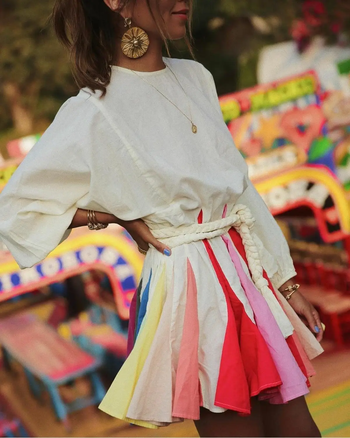 

Spring and summer new cotton color long sleeve dress bohemian women dresses