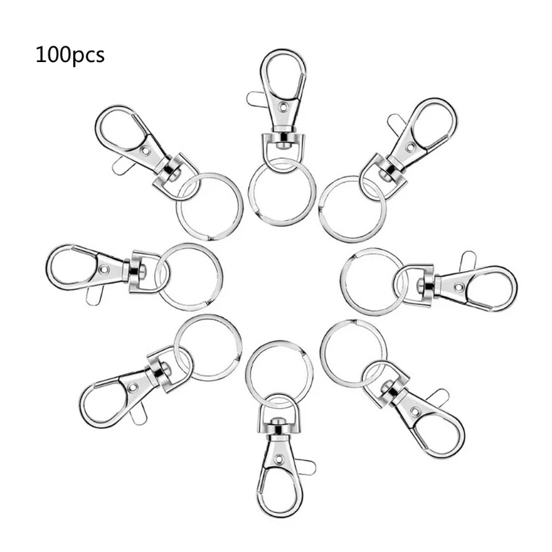 

100 Keychain Hooks with Key Rings Keychain Clip Hooks with Rings Jewelry Making B95F