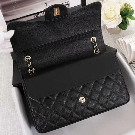 Горячая Распродажа! CHALLEN Классический роскошный дизайн женская сумка на плечо Высокое качество Натуральная кожа женская сумка с коробкой - Цвет: black glod chain