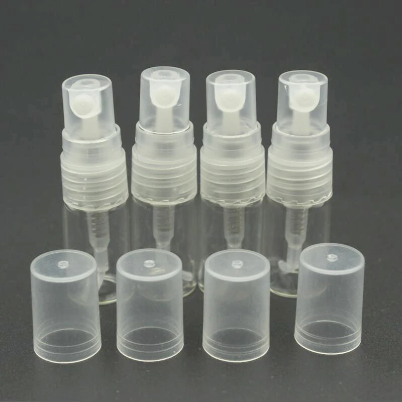 100Pieces/Lot 2ml mini Perfume Bottle glass Spray Refillable Empty Bottles Cosmetic Containers Portable Perfume Atomizer 100pieces lot 5ml perfume bottle golden glass bottle with box atomizer spray bottles sample empty containers