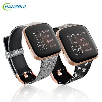 

Hangrui For Fitbit Versa 2/Versa Lite/Versa Soft Silicone Print Flower Watch Band Replacement Wristband For Fitbit Versa 2 Strap