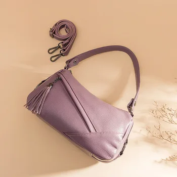 

Genuine Leather Handbag For Women Tassel Messenger Bags Bolsa Female Shoulder Bags Ladies Party Crossbody Bag Subaxillary bags