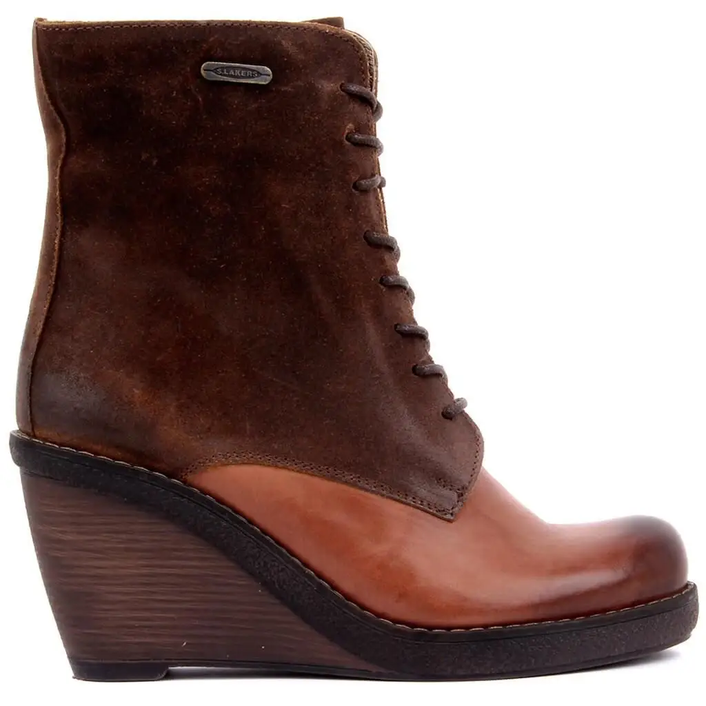 

Sail Lakers-Brown Suede, Tan Leather Women Boots