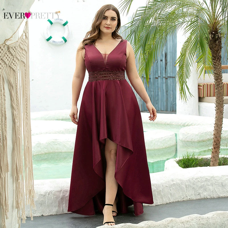 Satin Prom Dresses Long Ever Pretty Sleeveless Asymmetrical Darped Double V-Neck Sequined Spakle Formal Party Gowns Robe Gala