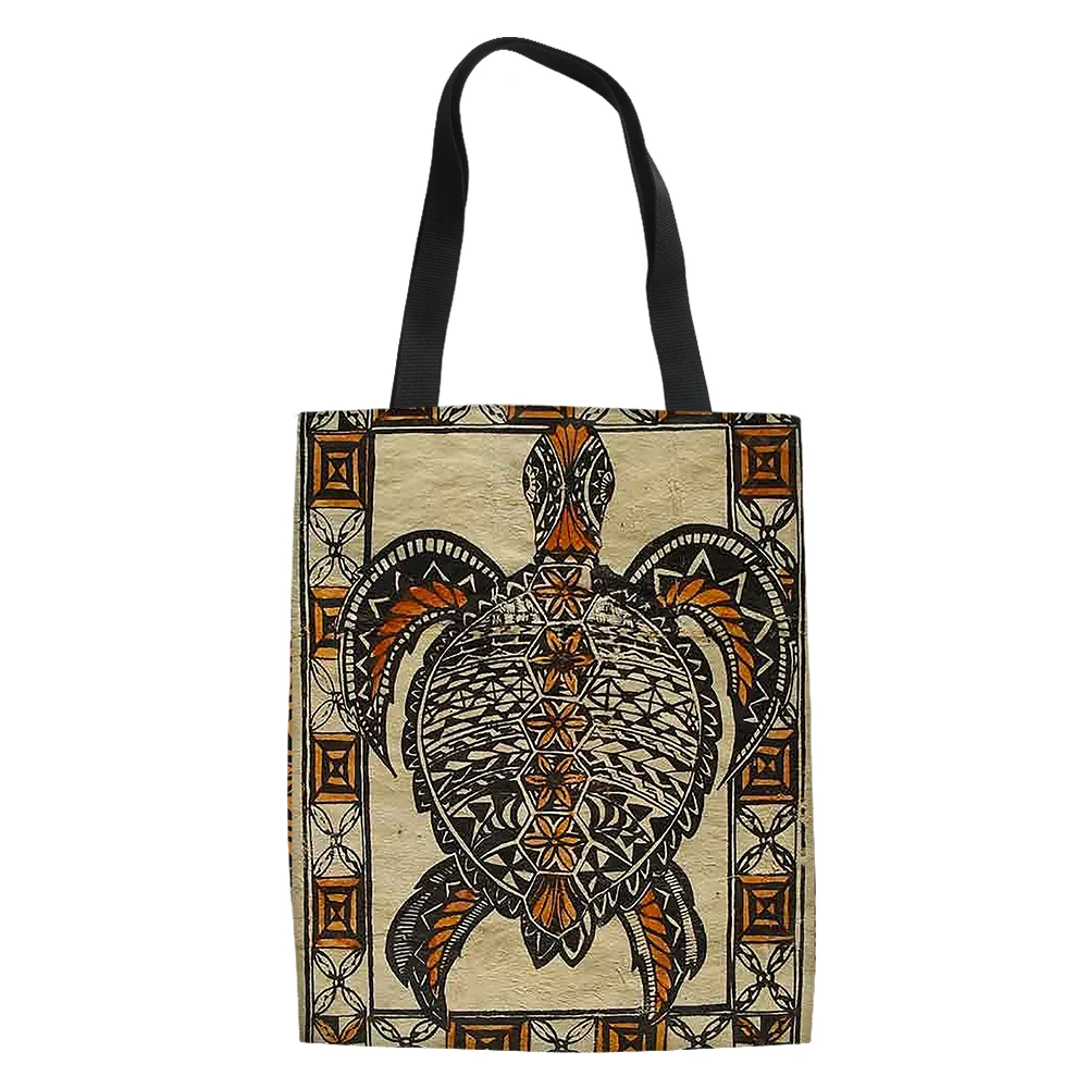 

Tonga Art Turtle Tribal Shopping Bag Geometry Design Canvas Tote Bags Casual Handbags Reusable Shopping Bags Bolsa De Lona