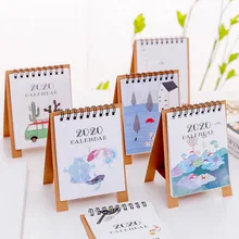 Мини маленькая елка кошка кактус милый мультфильм животное кавайный календарь- лет печать настольная бумага календарь планировщик