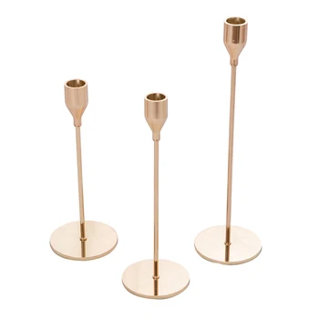 

Long Rod Candle Gold Alloy Candle Holder Living Room Home Romantic Candlelight Dinner Candlestick Wedding Party Decoration