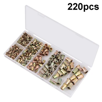 

220pcs Flat Head Threaded Blind Rivet Nut Insert Rivnut Nutsert M3-M10