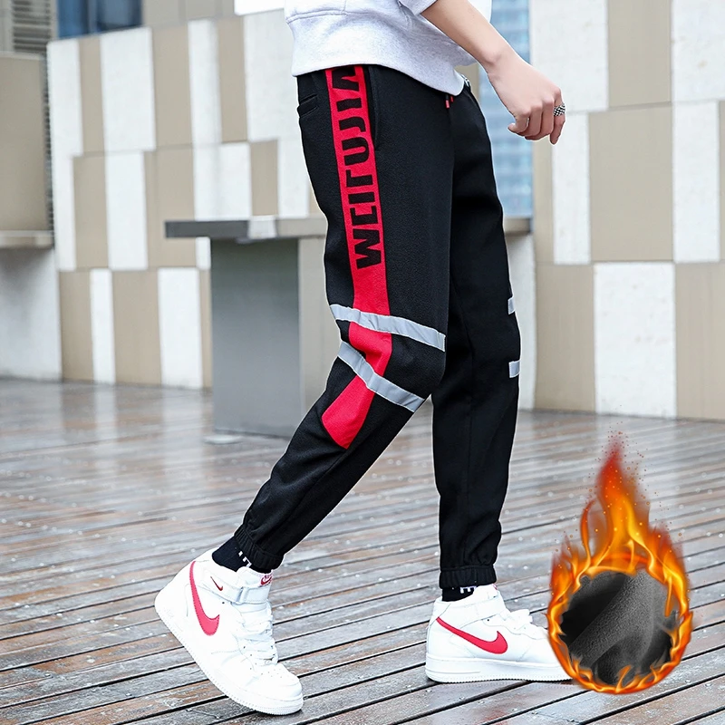 Зимние толстые мужские повседневные штаны высокого качества толстые теплые свободные спортивные штаны с несколькими карманами подростковые модные брюки-карго для мужчин - Цвет: 9085-red