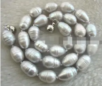 

freshwater pearl gray 10-11mm egg necklace 17" nature wholesale beads fashion