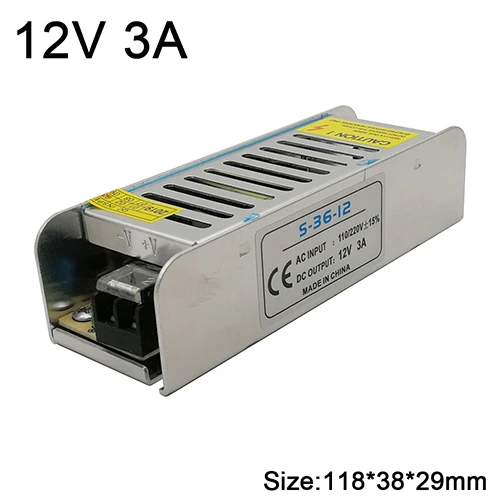 Полоса Размеры Siwtch Питание 12V 3A 5A 8.5A 10A 12.5A 15A 16.5A 20A 30A 33A освещение Трансформатор AC220V для DC12V конвертер - Color: 12V 3A