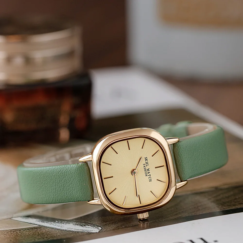 Women's Watch Small Green Watch Female New Ins Style Fresh Temperament Girls Watch Fashionable Small Square Watch