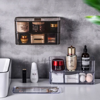 

Wall Drawer Make up Organizer Jewelry Box Bathroom Organizer Storage Makeup Box Cotton Swab Beauty Egg Organizer for Cosmetics