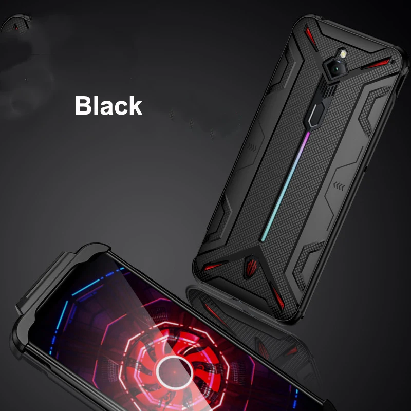 Ударопрочный чехол для Nubia Red Magic 3, мягкий чехол из ТПУ для рассеивания тепла, чехол с поддержкой геймпада для Red Magic 3, чехол Funda Caphina - Цвет: Black