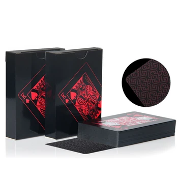 

Quality Waterproof PVC Plastic Playing Cards Set Trend 54pcs Deck Poker Classic Magic Tricks Tool Pure Black Magic Box-packed