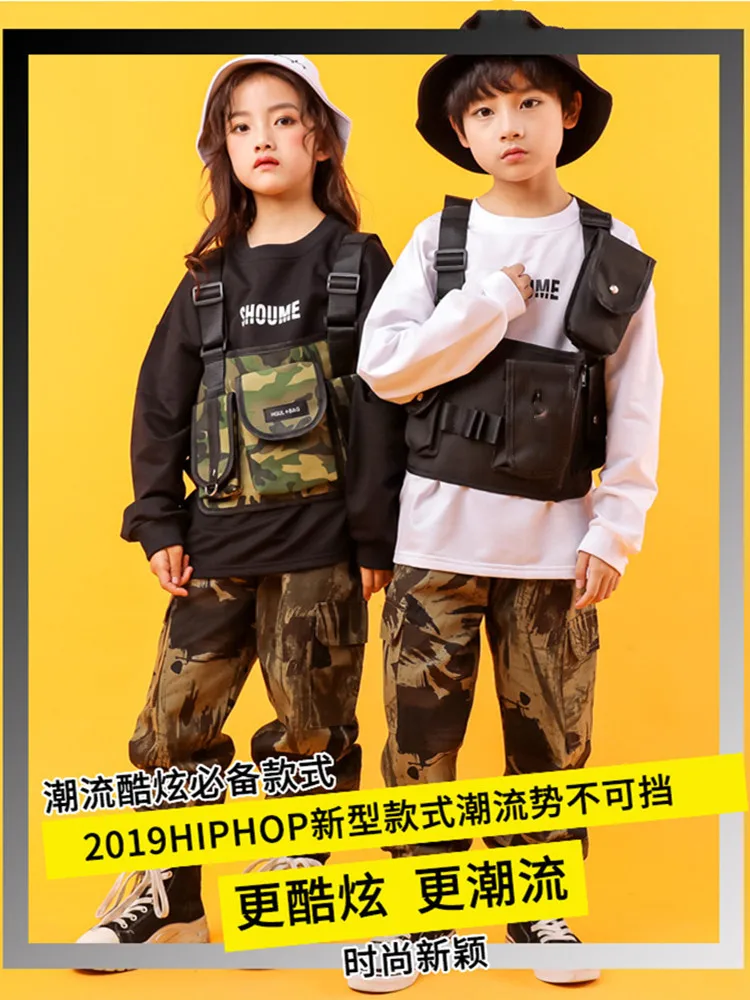 Children'S Hip-Hop Dance Clothes Kids Work Clothes Black White T-Shirt Pants Suit Hiphop Outfits Baby Girl Clothing Show Costume (2)