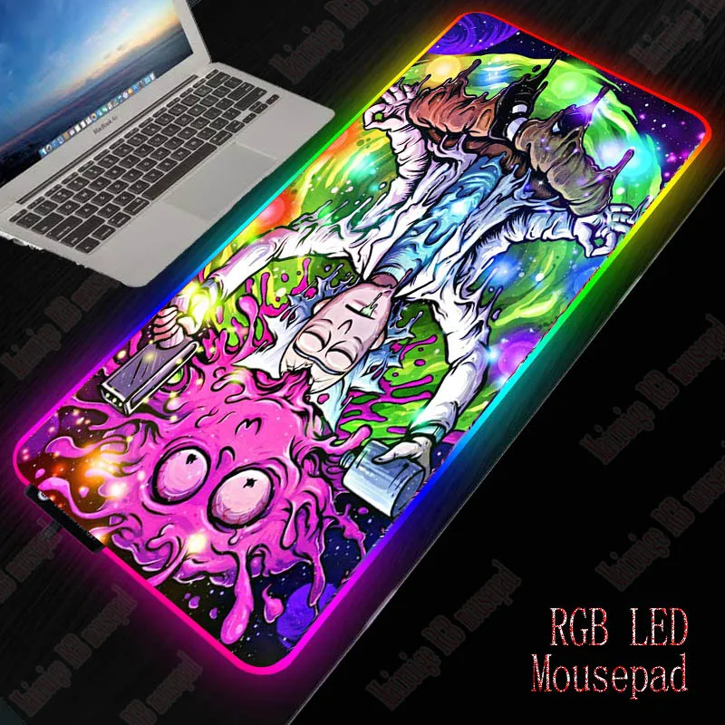 XGZ Рик и Морти аниме большой светодиодный светильник RGB игровой коврик для мыши USB проводной геймерский коврик для мыши коврик 7 ярких цветов для компьютера ПК