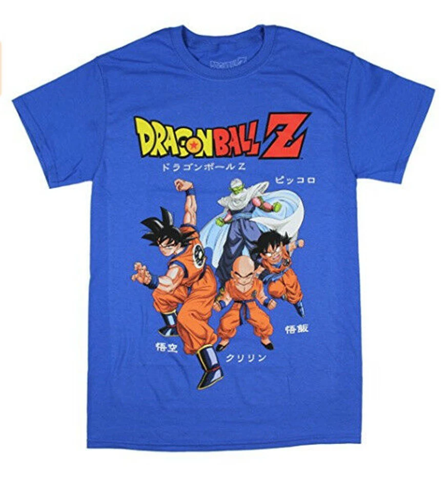 

Dragon Ball Z Group Fighting Stance Goku T-Shirt Royal New Authentic & Confortable Tee Shirt