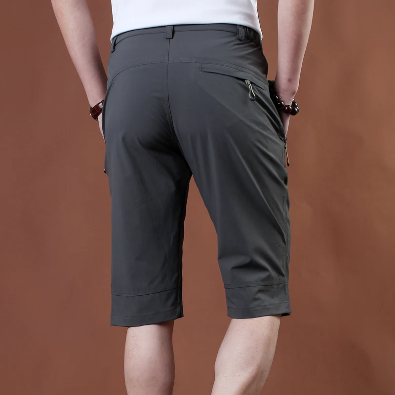 Mens Outdoor Hiking Shorts Quick Dry Stretchy 3/4 Capri Pants Cargo Shorts Male