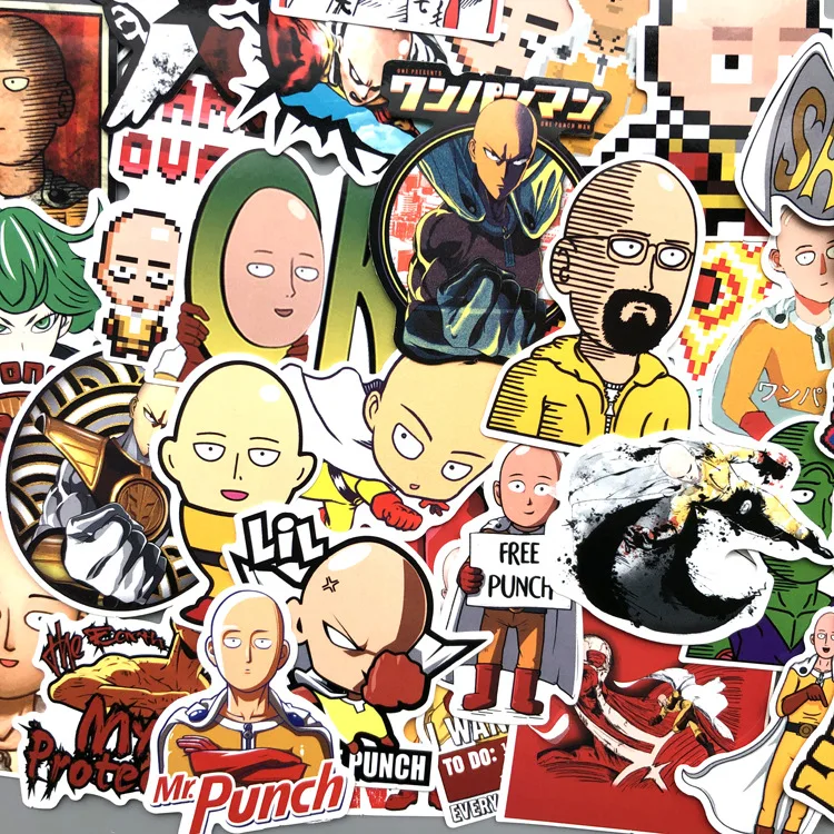 Короткая футболка с героями из японского аниме ONE PUNCH MAN/StickersFor ноутбук мотоцикл