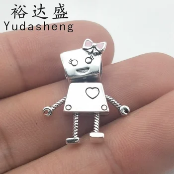 

Robot Charm with A Big Heart and Lots of Character. Skillfully Crafted From Sterling Silver with Moving Arms and Legs,