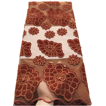 

Esewing Red Nigerian Sequins Lace Fabrics Idian Nigerian Lace Fabrics Embroidery African Tulle French Lace Materials For Women