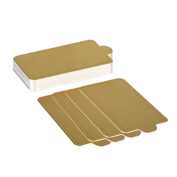 

Mini Rectangle Gold Cardboard Cake Base, 200PCS Cake Paper Plates Dessert Board Base Grease-Proof and Freezer-Durable Pastry Car