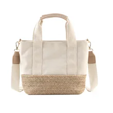 Модные парусиновые сумочки соломенная сумка женская Повседневная сумка на плечо школьная сумка для покупок