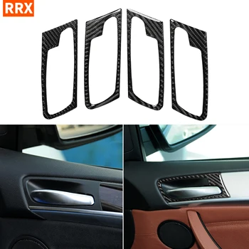 

For BMW X5 E70 X6 E71 2008-2013 Carbon Fiber Door Handle Frame Cover Sticker Door Trim Interior Tuning Car Accessories