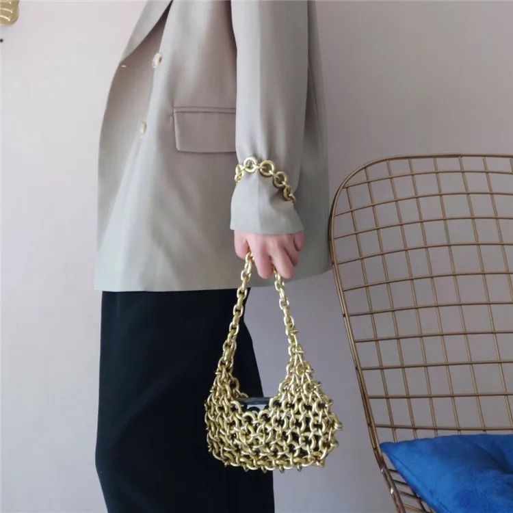 

New Elegant Trendy Bags Fashion Women Handbags Acrylic Luxury Party Evening Bag Woman Hollow out Casual Clutch Purse Weave