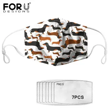 

Cartoon Dachshund Collage Printed Dust Mouth Mask Breathable Mouth-muffle Outdoor Anti Haze Face Mask With 7pcs Filter Masque