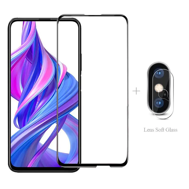 Закаленное стекло с полным покрытием + Защитное для объектива Honor 9X Pro 8X 9 Lite 8X8S 8A 7S