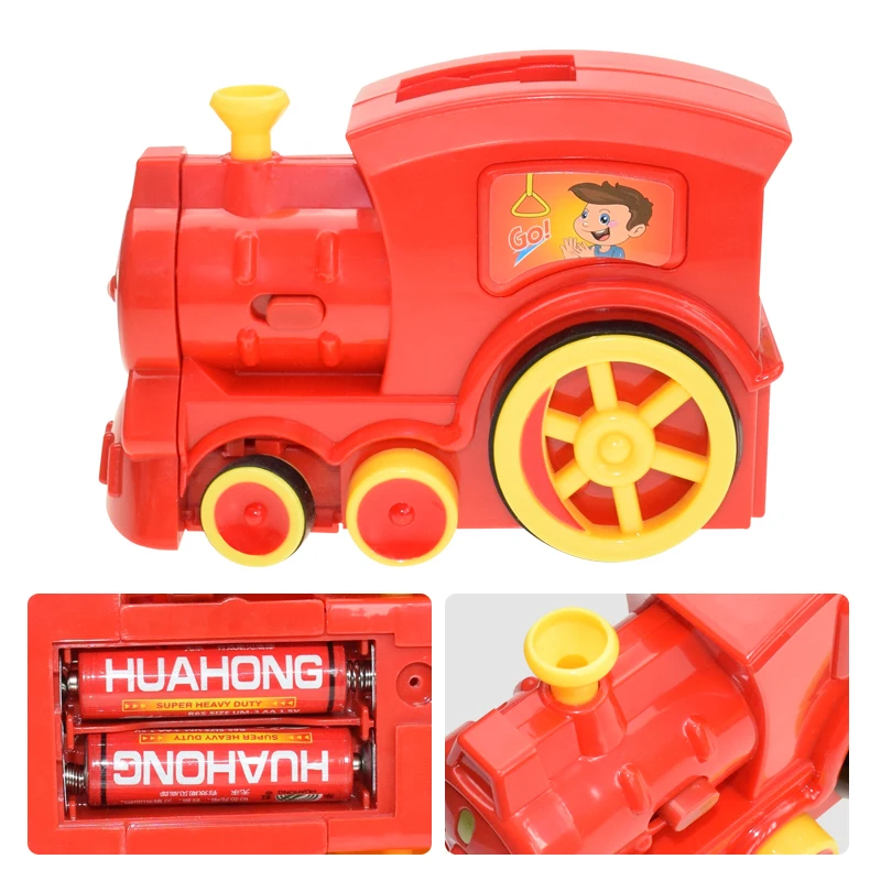 Domino Train Car Set Kids Sound Light Automatic Laying Domino Brick Colorful Dominoes Blocks Game Toys Set Gift for Boys Girls