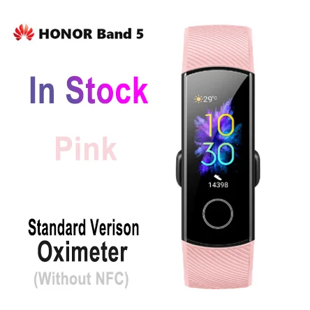 Pink Band CN Huawei honor band 5 напульсники AMOLED экран honor умные часы кровяной кислород сердце яж фитнес сон Плавание Спорт трекер - Цвет: Pink Band CN