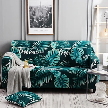 

Elastic Corner Sofa Cover for Living Room Cartoon Green Plant 1 2 3 4 Love Seater Armchair L Shape Stretch Sectional Couch Cover