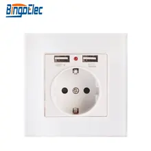Bingoelec розетка электропитания с usb зарядкой ЕС стандартная стеклянная панель электрическая немецкая Розетка с двойным 2,1 A USB штепсельная вилка
